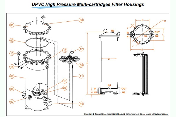 Bồn lọc tinh UPVC 20 inch 9 lõi